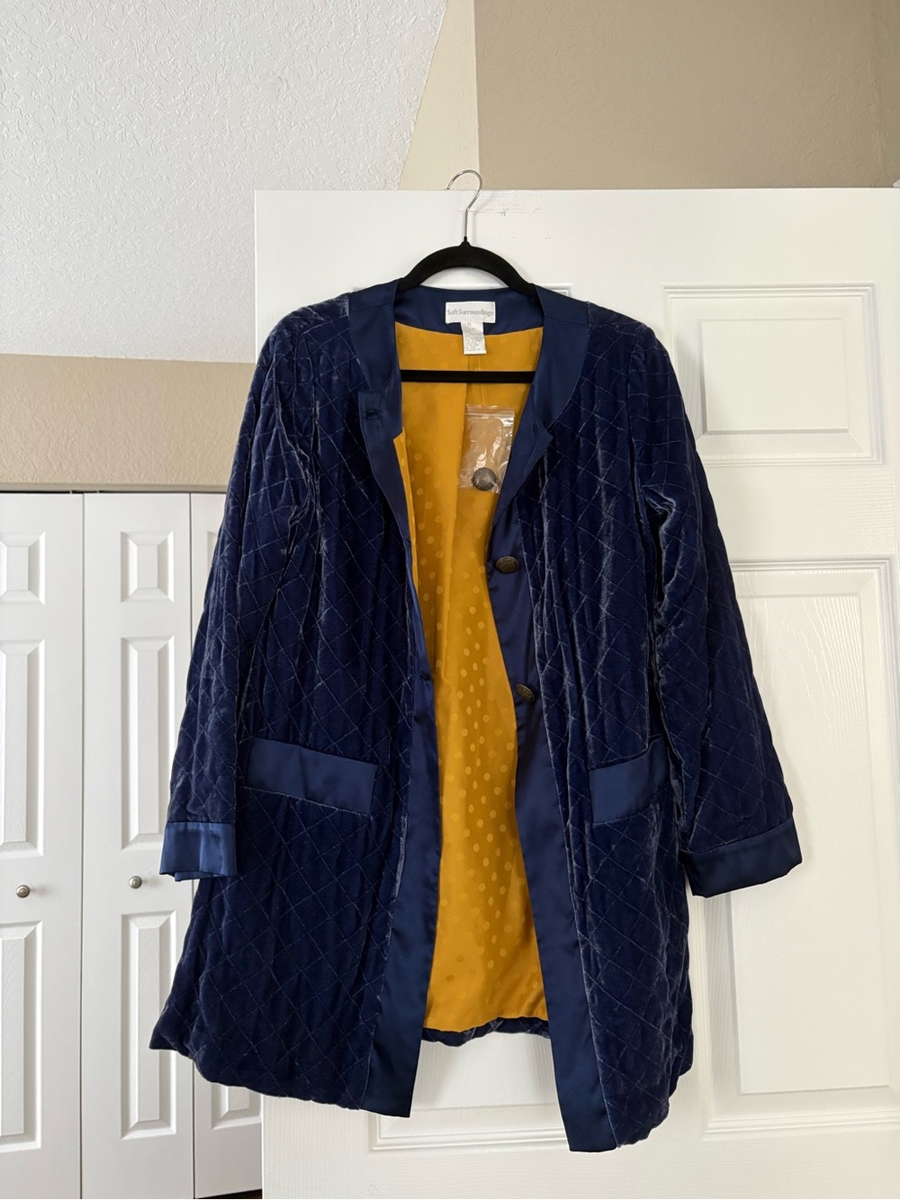 Soft Surroundings Coat Navy Velvet Retro Cloak Whimsigoth Bridgerton